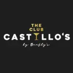 Logo für The Club Castillos von Barflys auf schwarzem Hintergrund. Das I in Castillos ist als goldenes Cocktailglas gestaltet.