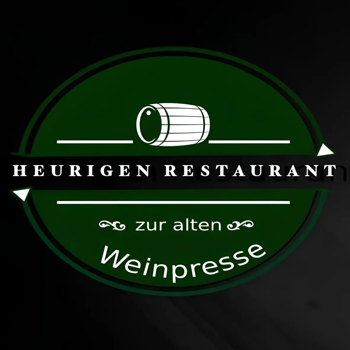 Logo für das Heurigen-Restaurant Zur alten Weinpresse mit dem Symbol eines Weinfasses.