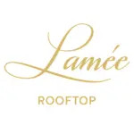 Das Bild zeigt den Schriftzug „Lamée“ in eleganter goldener Schrift über dem Wort „ROOFTOP“ in goldenen Großbuchstaben auf weißem Hintergrund.