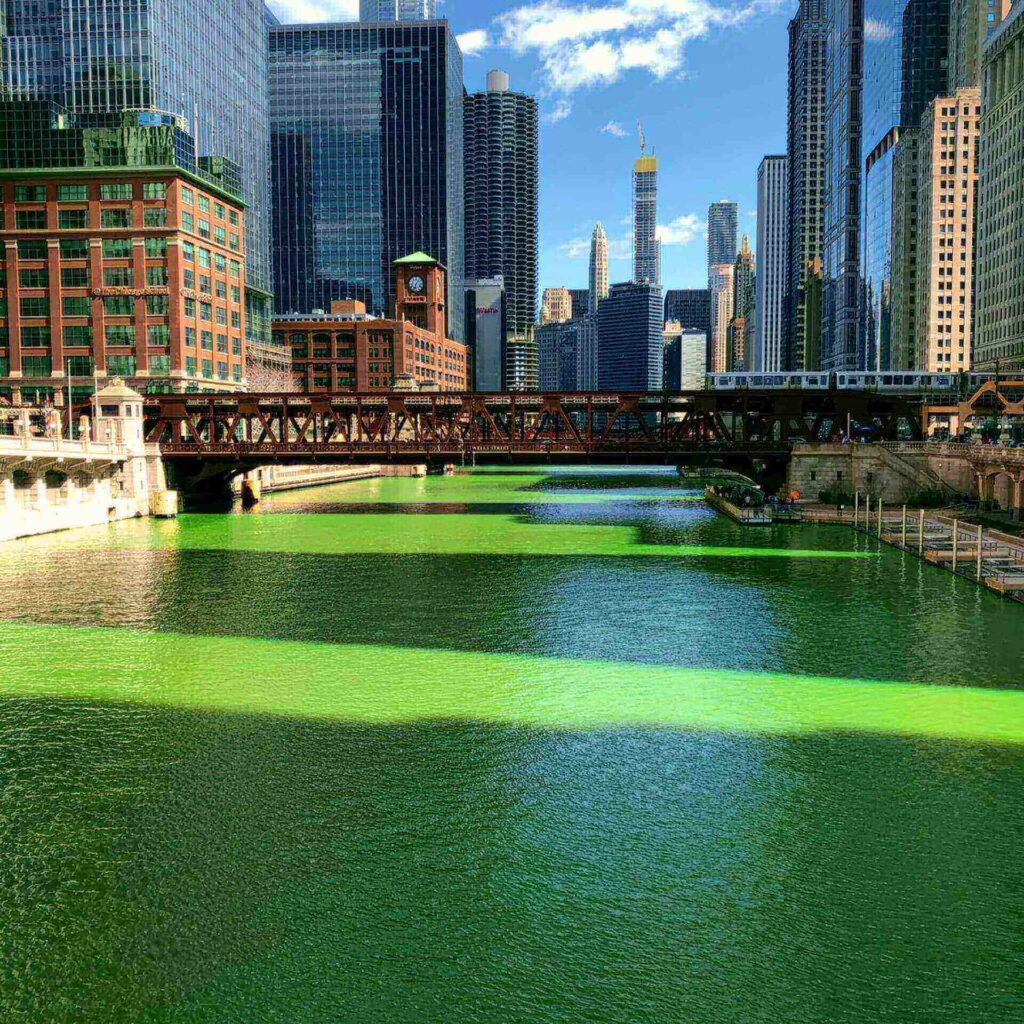 Saint Patrick's Day Der Brandstetter Chicago River grün Wo Feiern