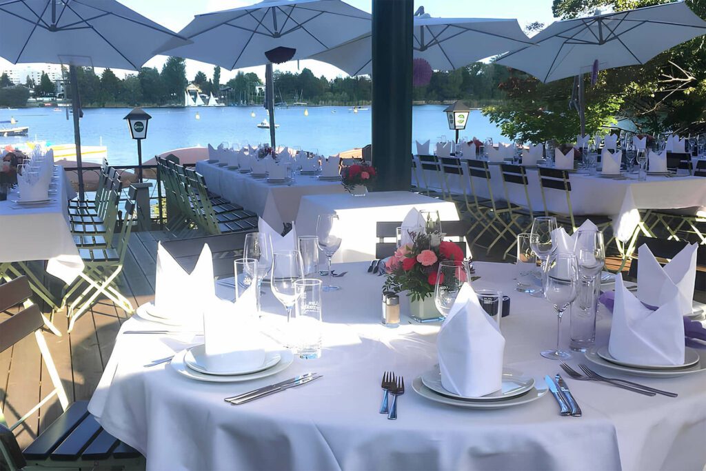 Zur alten Kaisermühle Terrasse Deko Feier Hochzeit