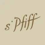Das Bild zeigt das Wort „sPfiff“ in einer braunen, eleganten Schreibschrift auf hellbeigem Hintergrund.
